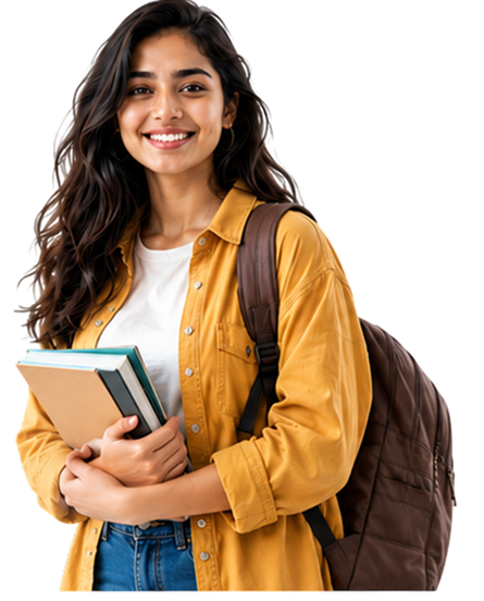 KITEZ Technology student with books and backpack