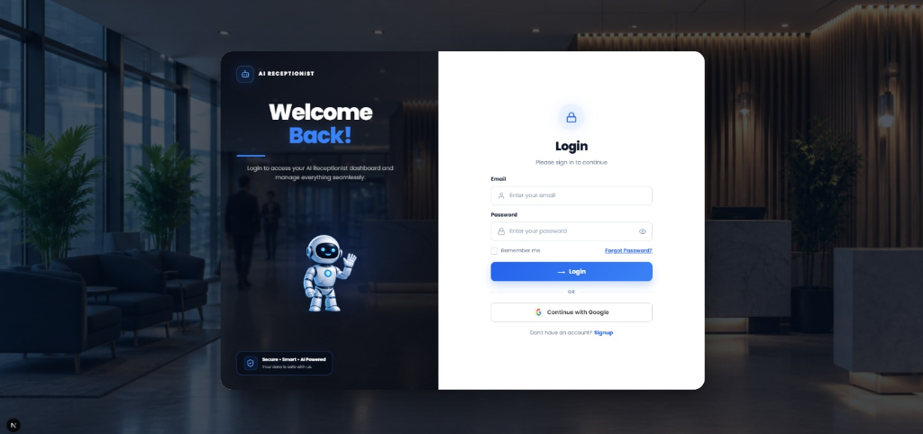AI Receptionist - Smart Dashboard Portal