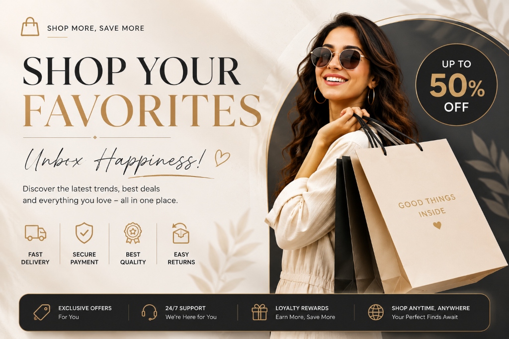Shop Your Favorites - Luxury E-Commerce Hero Banner